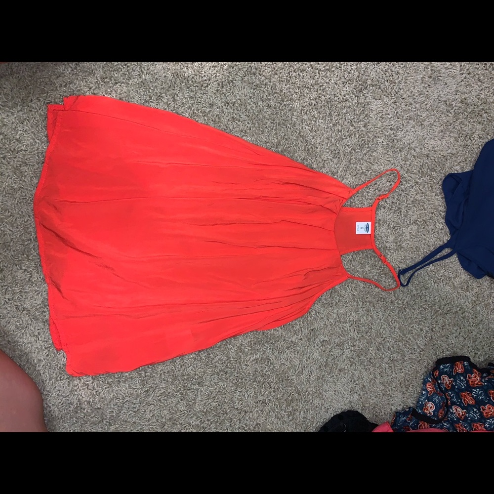 Orange swoop neck tank top